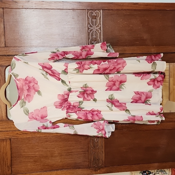 Pinkblush Ivory Floral Chiffon Wrap Maternity Dress - Picture 7 of 7